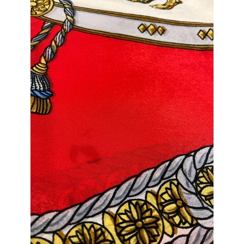 Bill Blass Silk Scarf Royalty Lion Classics for Baar & Beards Red Black Elegant